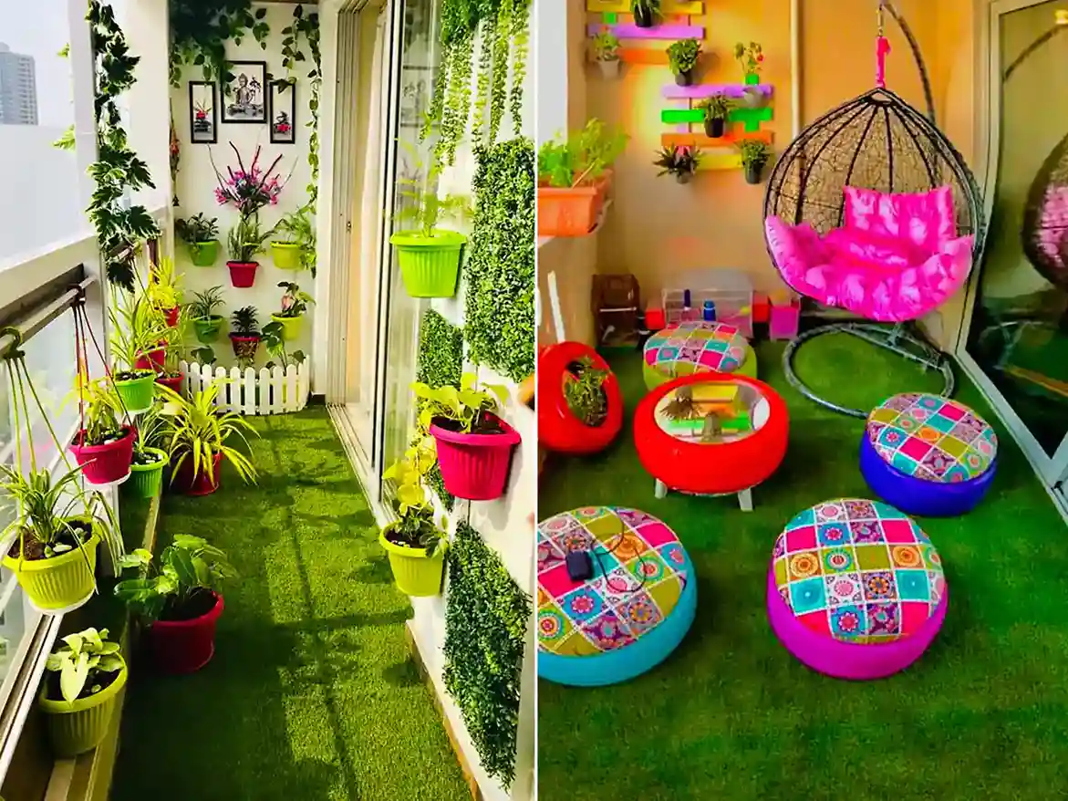 تزیین بالکن با وسایل دورریختنی